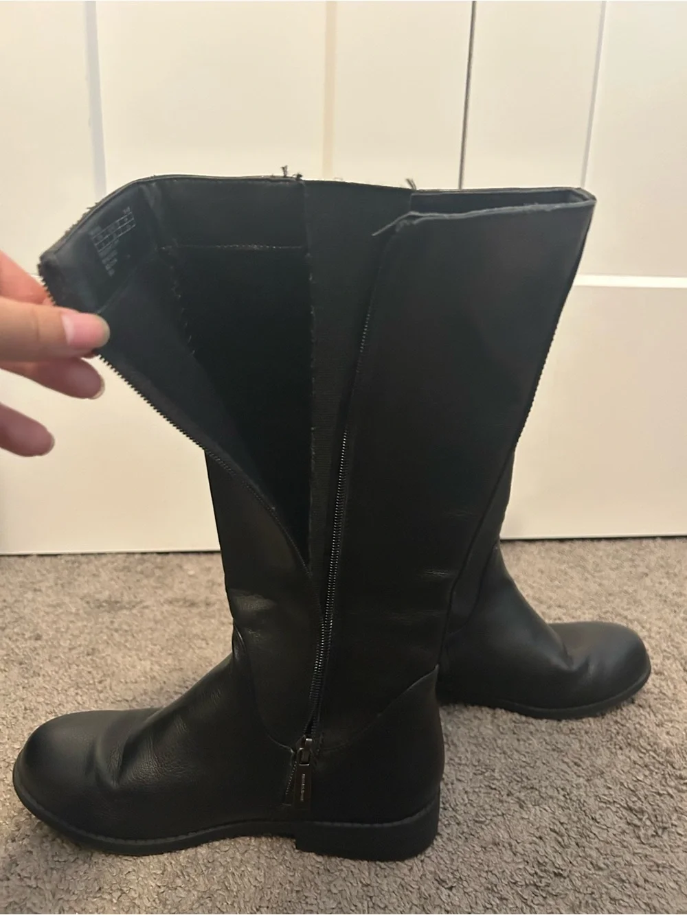 Michael Kors Girls Black Leather Over-the-Knee Zip-Detail Boots